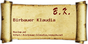 Birbauer Klaudia névjegykártya